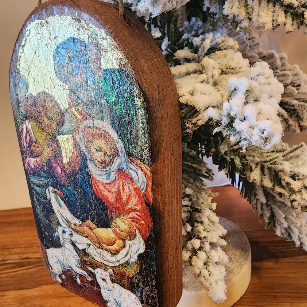 G. DeBrekht Wood Christmas Ornament The Holy Family Religious Decor Nativity EUC
